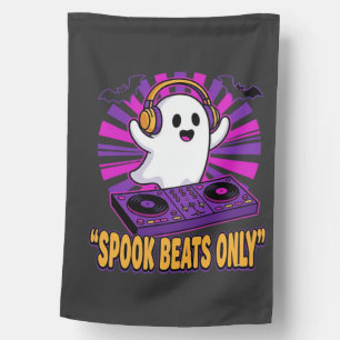 Spooky Ghost DJ Halloween Beats Design_1 House Flag