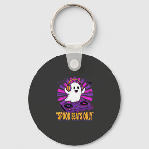 Spooky Ghost DJ Halloween Beats Design_1 Keychain