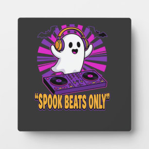 Spooky Ghost DJ Halloween Beats Design_1 Plaque