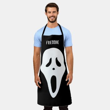 Spooky Ghost Face Funny Halloween Apron by UrHomeNeeds at Zazzle