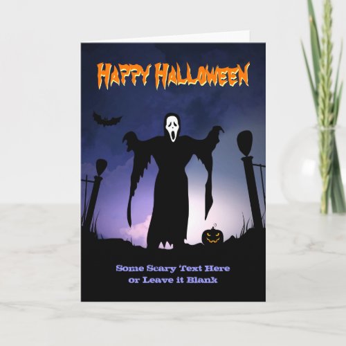Spooky Ghost Graveyard Pumpkin Halloween Party Card