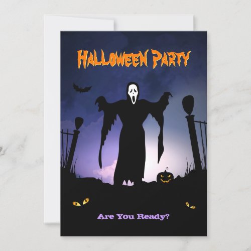 Spooky Ghost Graveyard Pumpkin Halloween Party Invitation