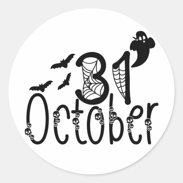Spooky Ghost Halloween 31 October Classic Round Sticker (Front)