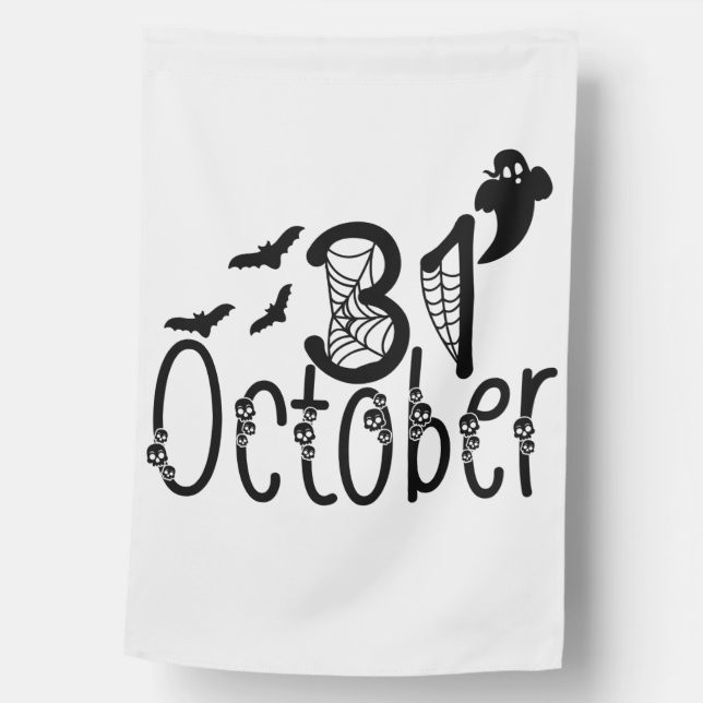 Spooky Ghost Halloween 31 October House Flag (Front)