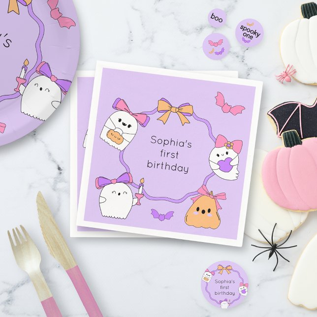 Spooky Ghost Halloween Birthday Napkins (Creator Uploaded)