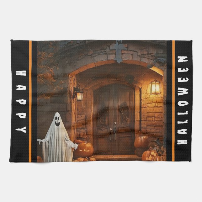 Spooky Ghost Halloween Collection Kitchen Towel (Horizontal)