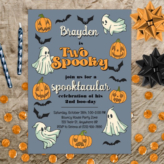 Spooky Ghost Halloween Fall Second Birthday Invitation (Creator Uploaded)