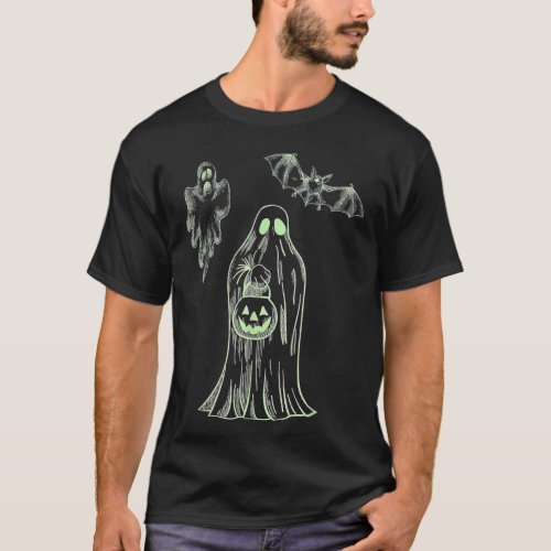 Spooky Ghost Halloween Glow In Dark Halloween T_Shirt