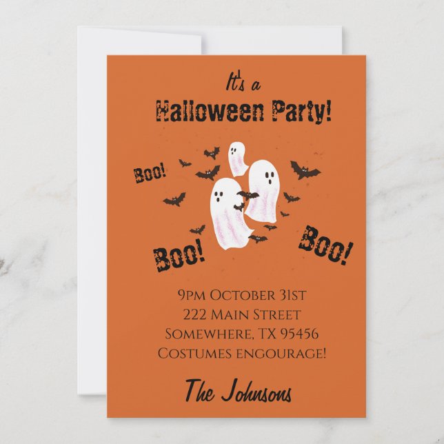 Spooky Ghost Halloween Party Invitation   (Front)