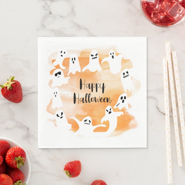 Spooky ghost Halloween party watercolor Napkins (Insitu)