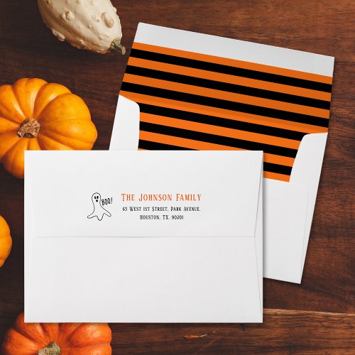 Spooky Ghost Halloween Party White Return Address Envelope