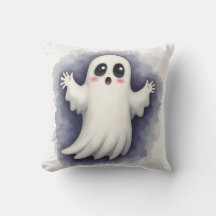 Spooky Ghost Halloween Throw Pillow