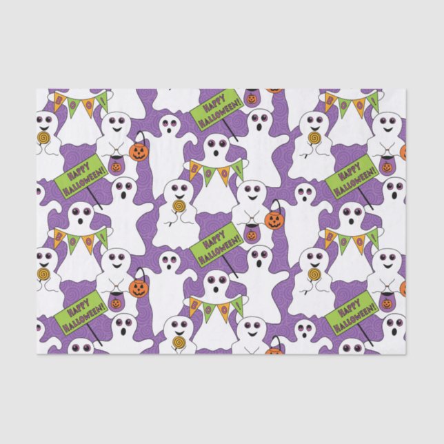 Spooky Ghost Halloween Tissue Paper (Front)