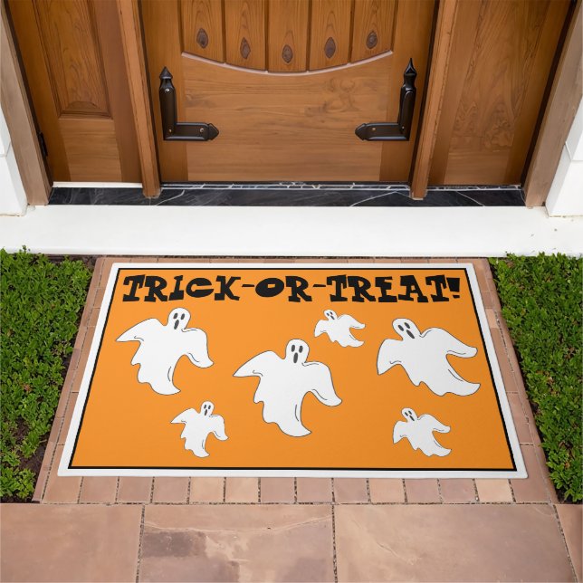 Spooky Ghost Halloween Trick-Or-Treat Decor Doormat (Outdoor)