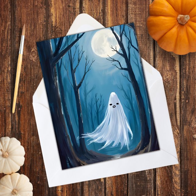 Spooky Ghost | Happy Halloween Haunted Forest Holiday Card (Creator Uploaded)