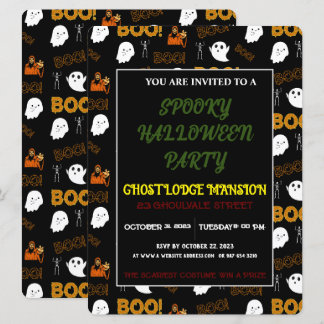 SPOOKY GHOST HAPPY HALLOWEEN PARTY INVITATION