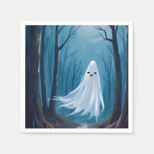 Spooky Ghost Happy Halloween Party Napkins