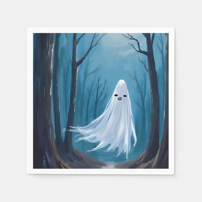 Spooky Ghost | Happy Halloween Party Napkins (Front)