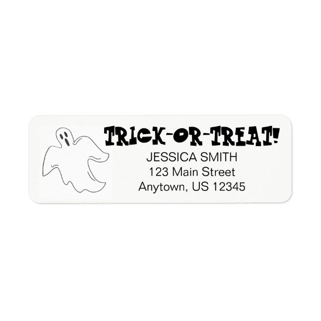 Spooky Ghost Happy Halloween Trick or Treat Custom Label (Front)