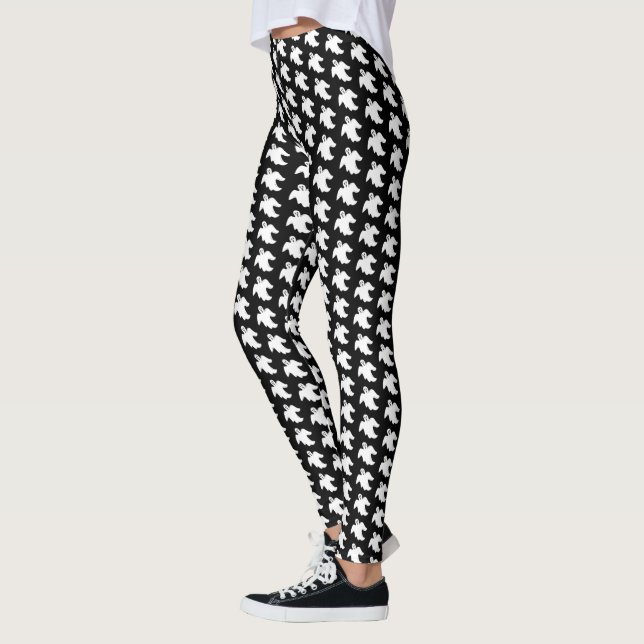 Spooky Ghost Happy Halloween Trick or Treat Design Leggings (Left)