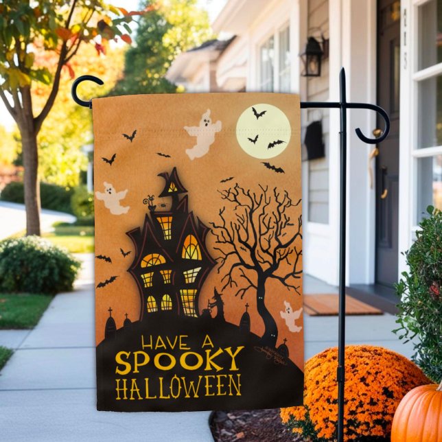 Spooky Ghost Haunted House Halloween Garden Flag (Creator Uploaded)