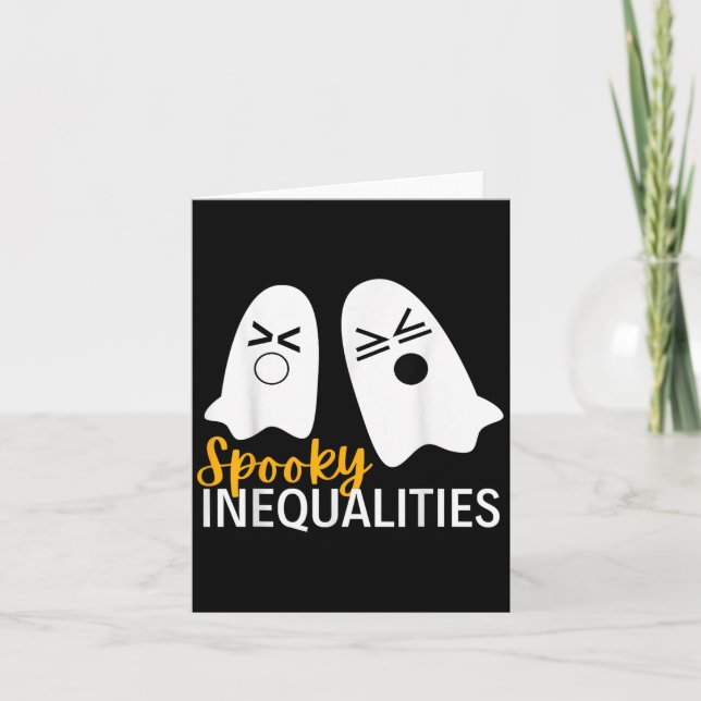 Spooky Ghost Inequalities Funny Halloween Math Tea Card (Front)