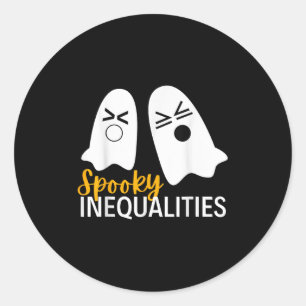 Spooky Ghost Inequalities Funny Halloween Math Tea Classic Round Sticker