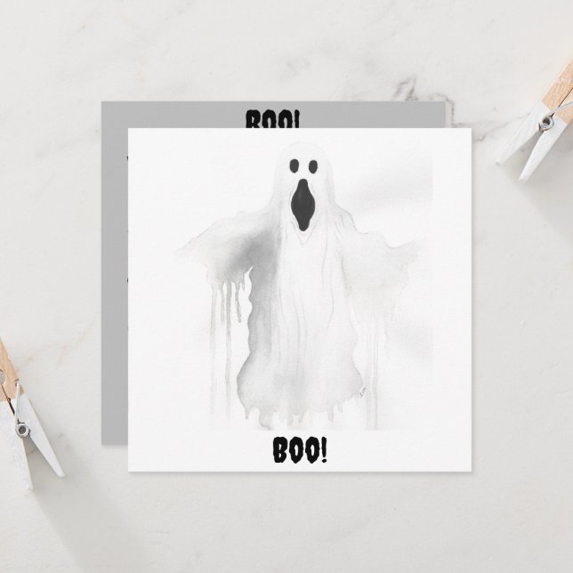 Spooky Ghost Invitation (Front/Back In Situ)