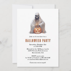Spooky Ghost Jack-O-Lantern Halloween Party Invitation