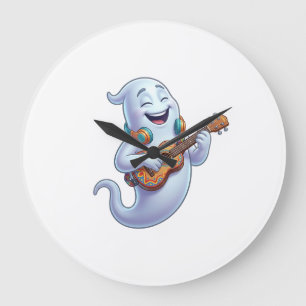 Spooky Ghost Musician Halloween Musical Art Large Clock