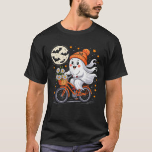 Spooky Ghost on Bike Funny Halloween Men Women Kid T-Shirt