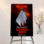 Spooky Ghost on Fiery Sky Birthday Party Welcome Foam Board<br><div class="desc">Spooky and scary ghost on a fiery hellish sky background "Welcome" to "Birthday Party".  Just add name and date.</div>