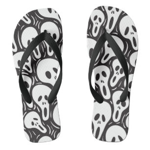 Spooky Ghost Pattern Flip Flops