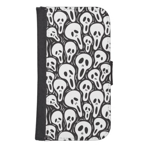 Spooky Ghost Pattern Wallet Phone Case For Samsung Galaxy S4