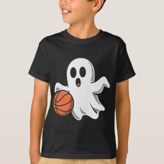 Spooky Ghost Playing Basketball Retro Halloween Co T-Shirt