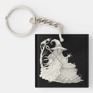 Spooky Ghost pot stirring Halloween Keychain