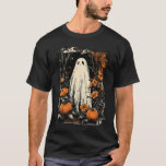 Spooky Ghost Pumpkin Flower Scary Ghost Halloween T-Shirt