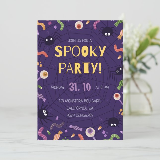 Spooky Ghost Pumpkin Halloween Party Invitation (Standing Front)