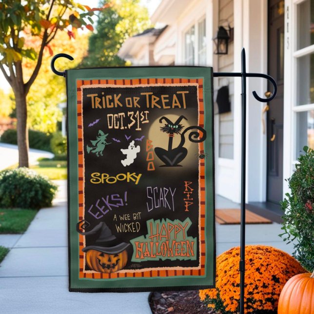 Spooky Ghost Pumpkin Moon Cat Halloween Garden Flag (Creator Uploaded)