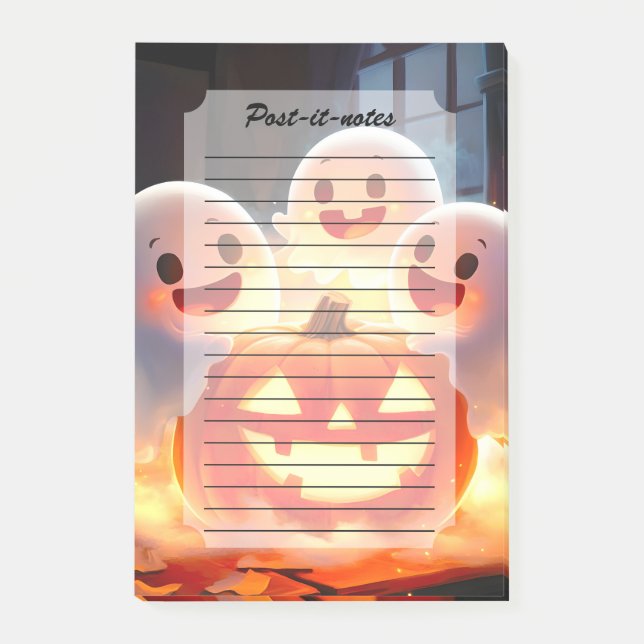 Spooky Ghost Pumpkin Party Glow Post-it Notes (Front)