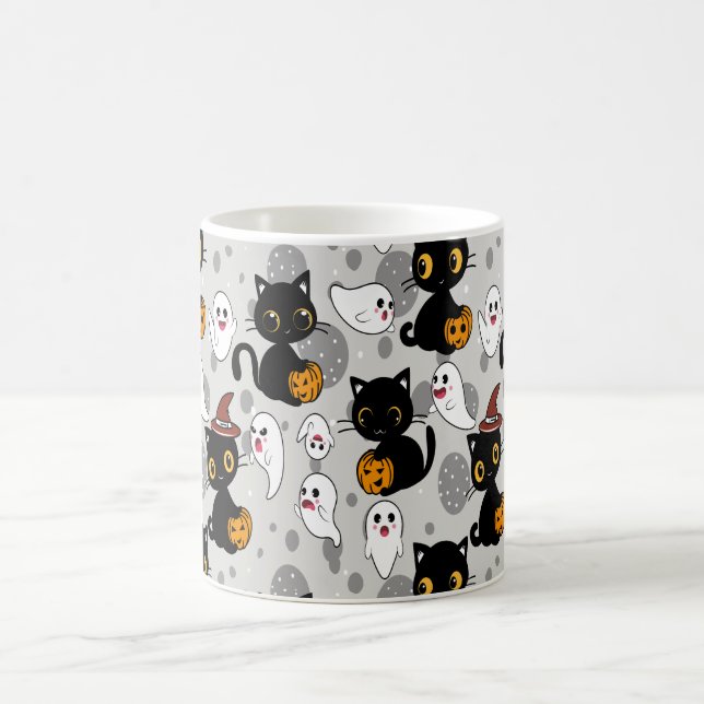 Spooky Ghost Pumpkin Paws Coffee Mug (Center)