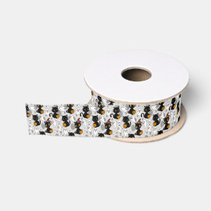Spooky Ghost Pumpkin Paws Grosgrain Ribbon