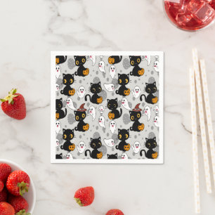 Spooky Ghost Pumpkin Paws Napkins