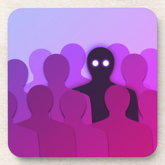 Spooky Ghost Purple Halloween Beverage Coaster (Front)