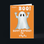 Spooky ghost retro halloween Birthday Card<br><div class="desc">Spooky ghost retro halloween birthday card.

Cute retro BOO! ghost.

Customizable inside.

Please check out our range of fun,  colorful,  exciting cards in a variety of themes !</div>