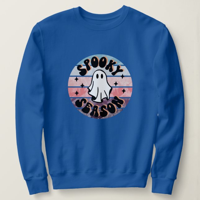 Spooky Ghost Season Halloween Vibes Girlfriend Sweatshirt (Design Front)