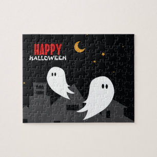 Spooky ghost town halloween cartoon  jigsaw puzzle