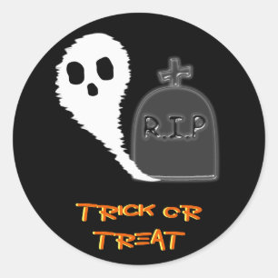 Spooky Ghost With Grave Halloween Sticker