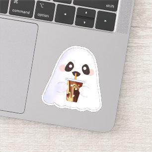 Spooky Ghost With Iced Coffee Sticker