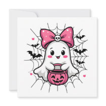 Spooky Ghost with Pink Bow Breast Cancer Awareness